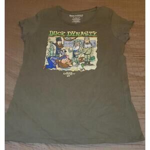 Duck Dynasty 2XL cast Print graphic Tee army green 100% cotton vintage